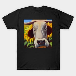 Hereford Cow in Sunflowers T-Shirt